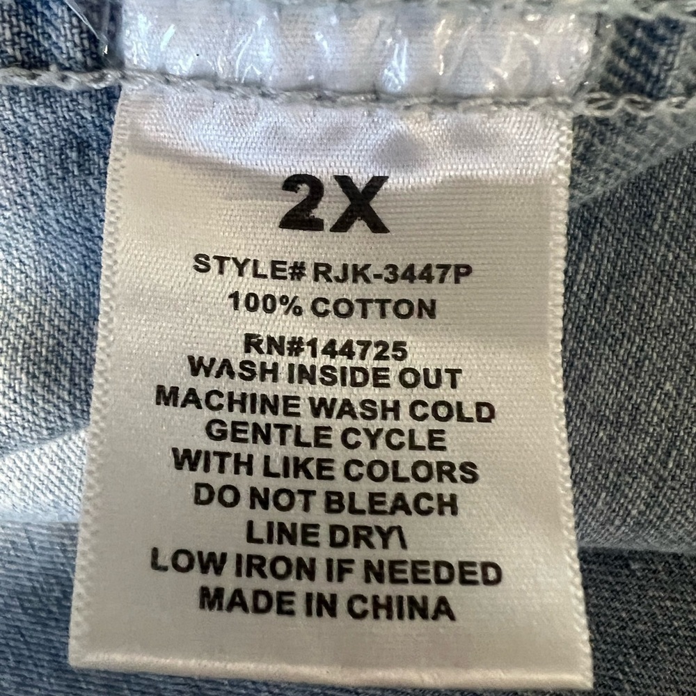 American Bazi Light Blue Distressed Denim Jacket Size 2X - Picture 10 of 10